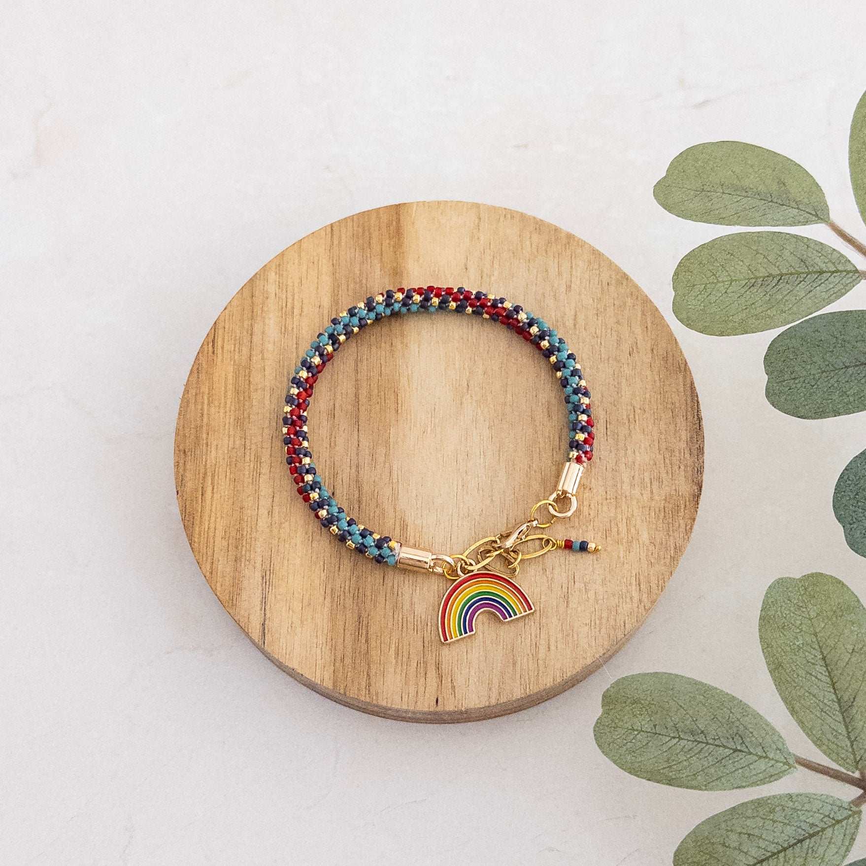Rainbow Kumihimo Charm Bracelet