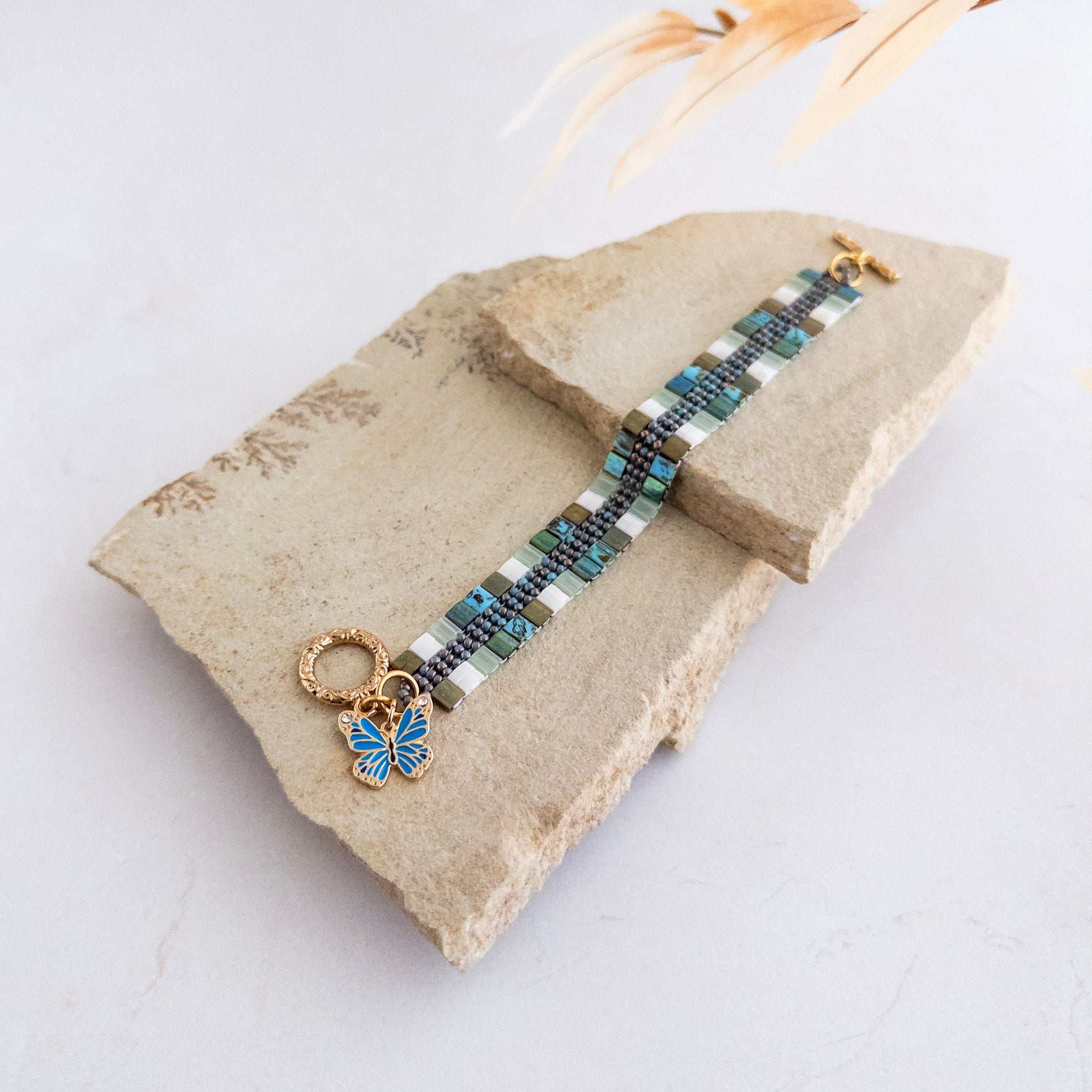 Blue Butterfly Tila Bracelet