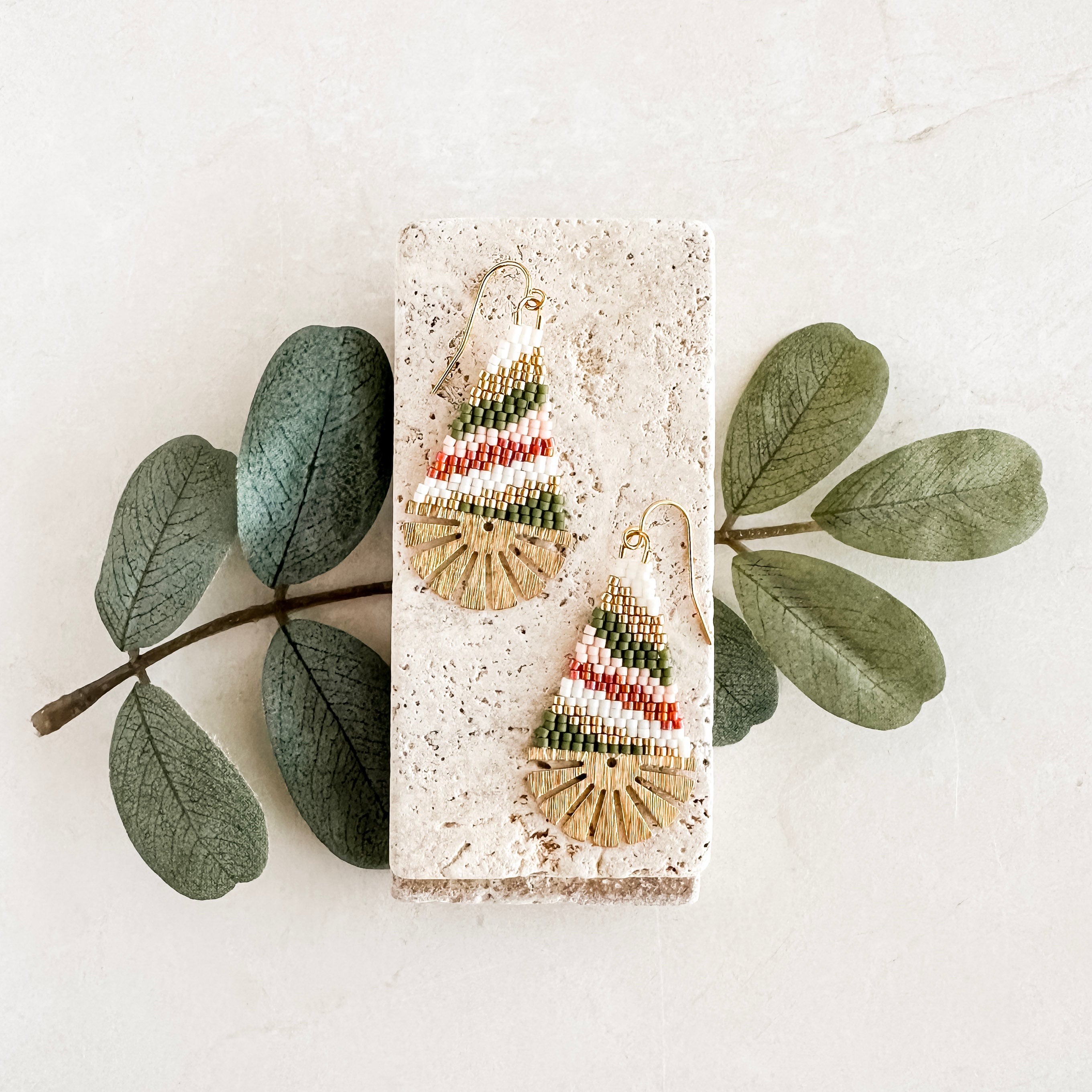 Autumn Desert Green Mountain Landscape Earrings