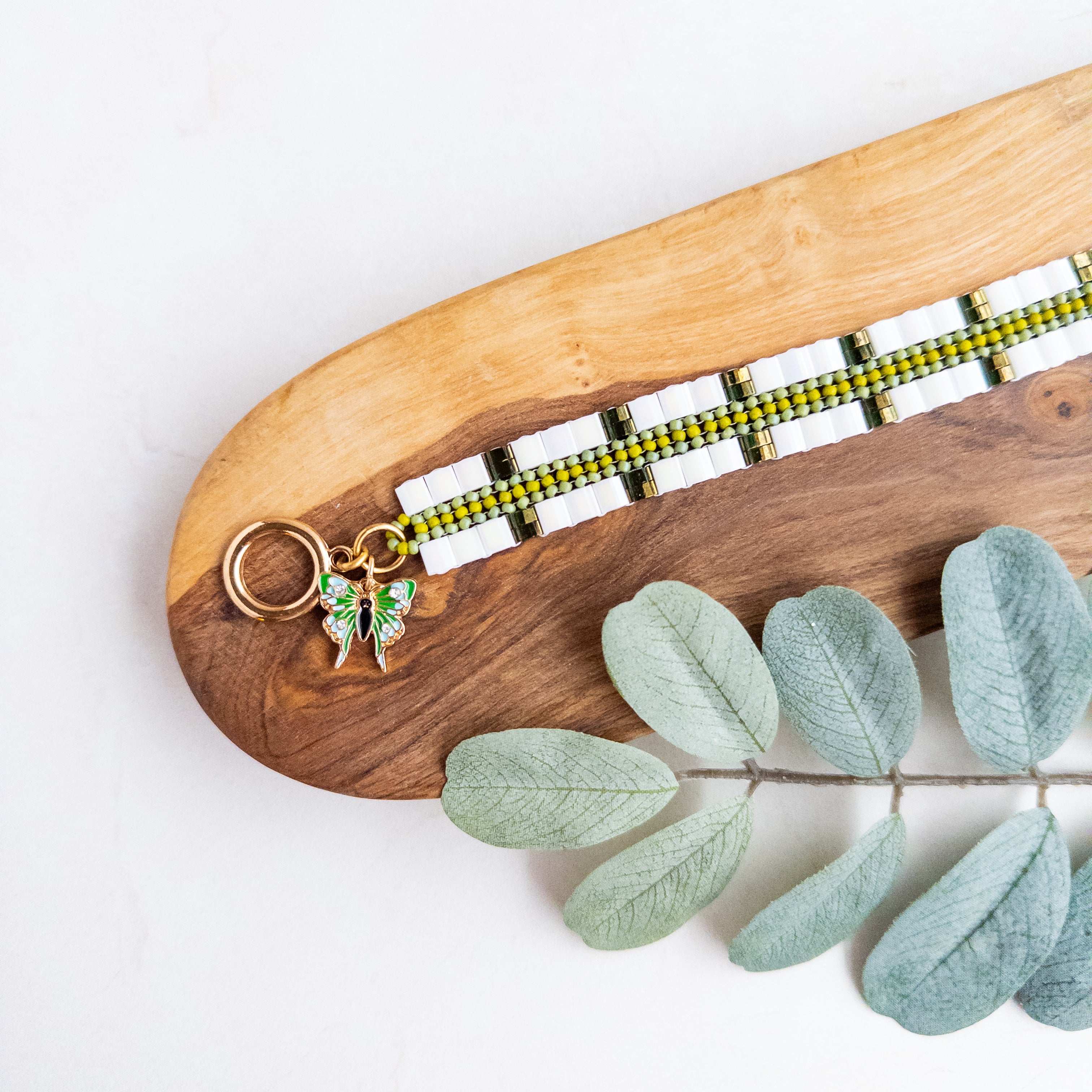 Green Butterfly Tila Bracelet