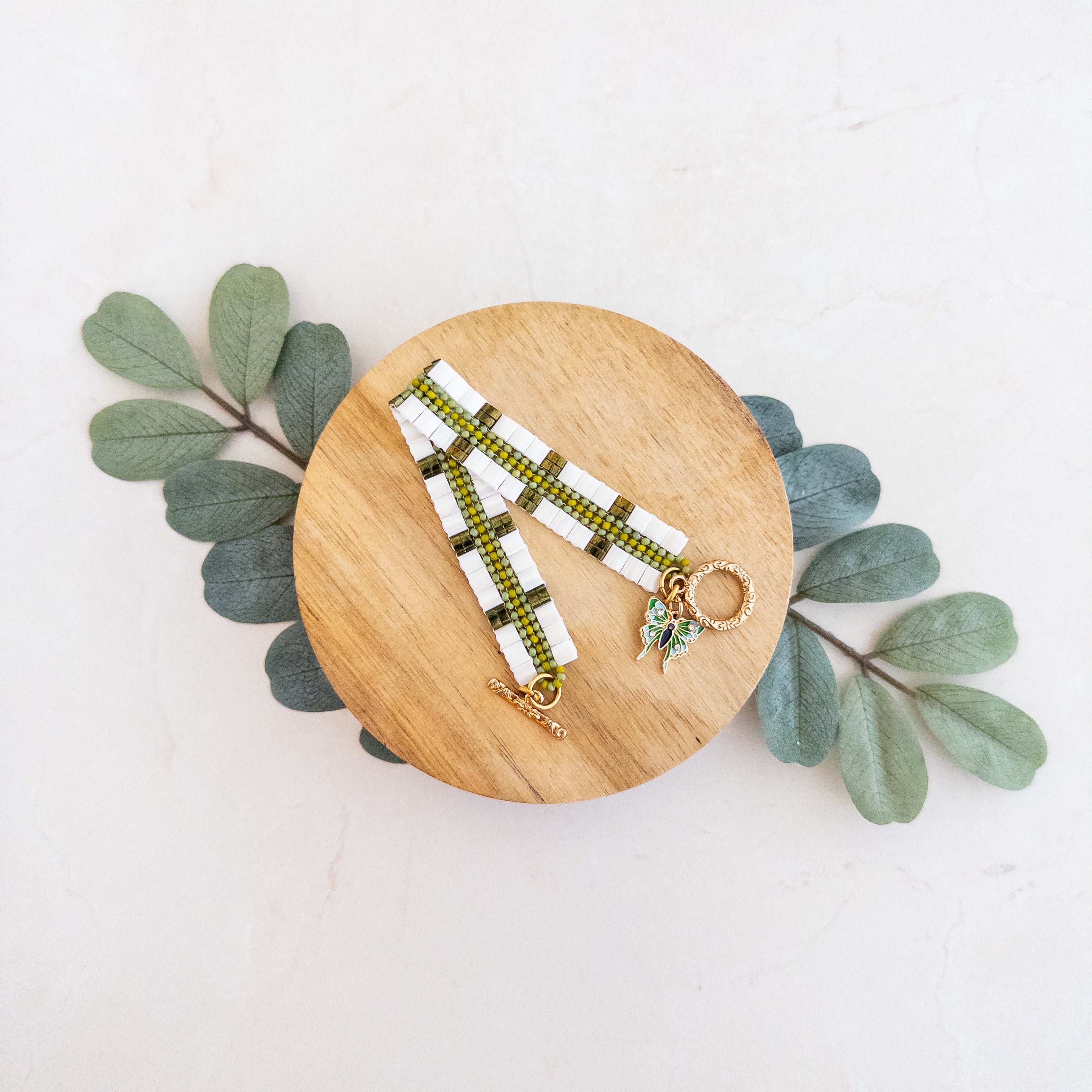Green Butterfly Tila Bracelet