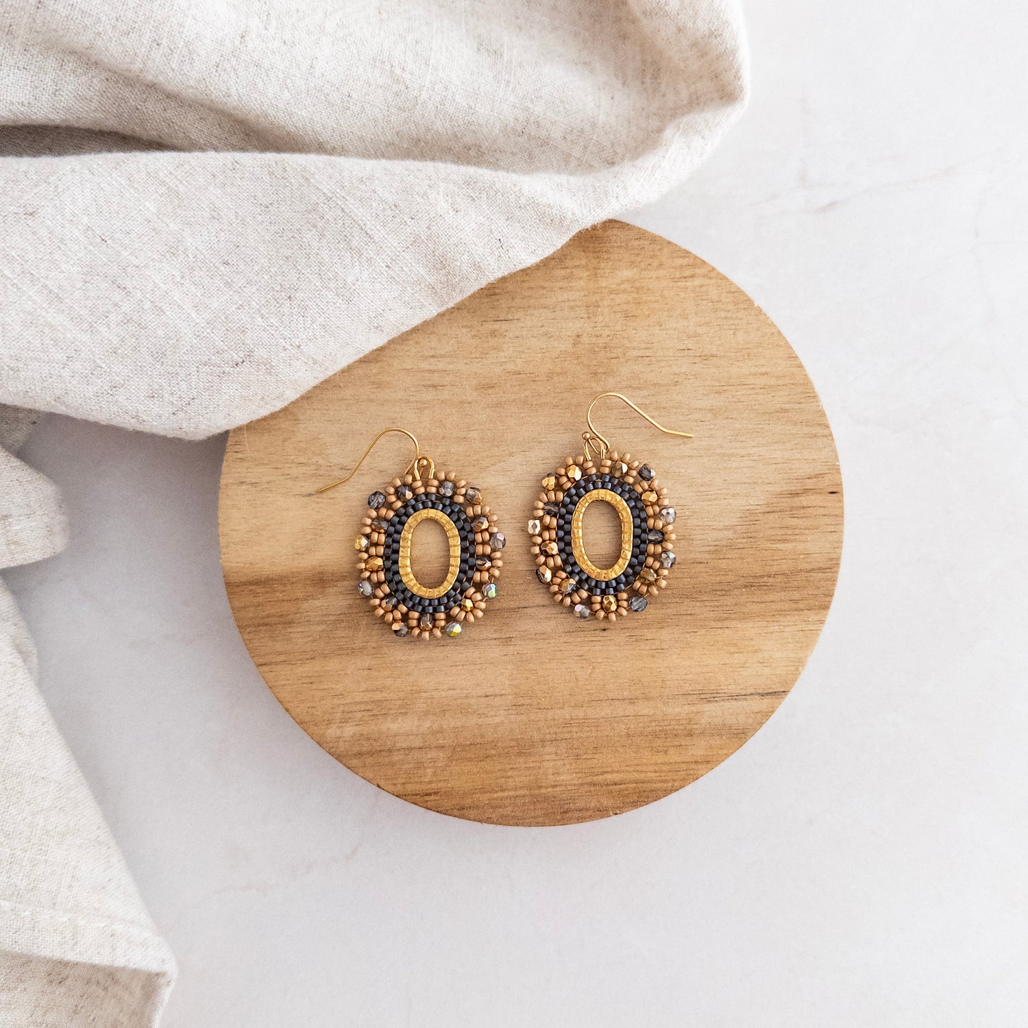 Antique Gold Floral Wreath Earrings