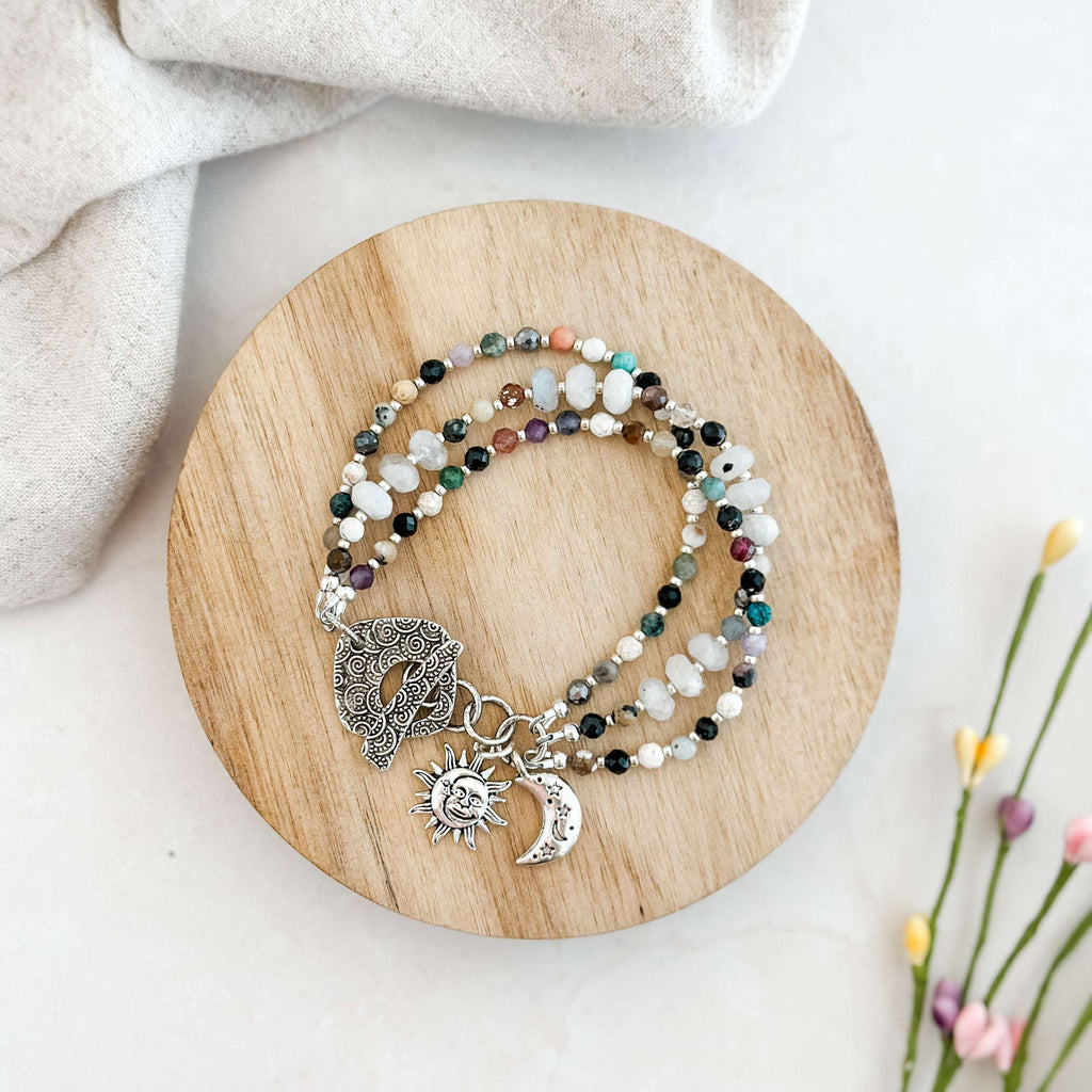 Sun Moonstone Multi Gemstone Bracelet