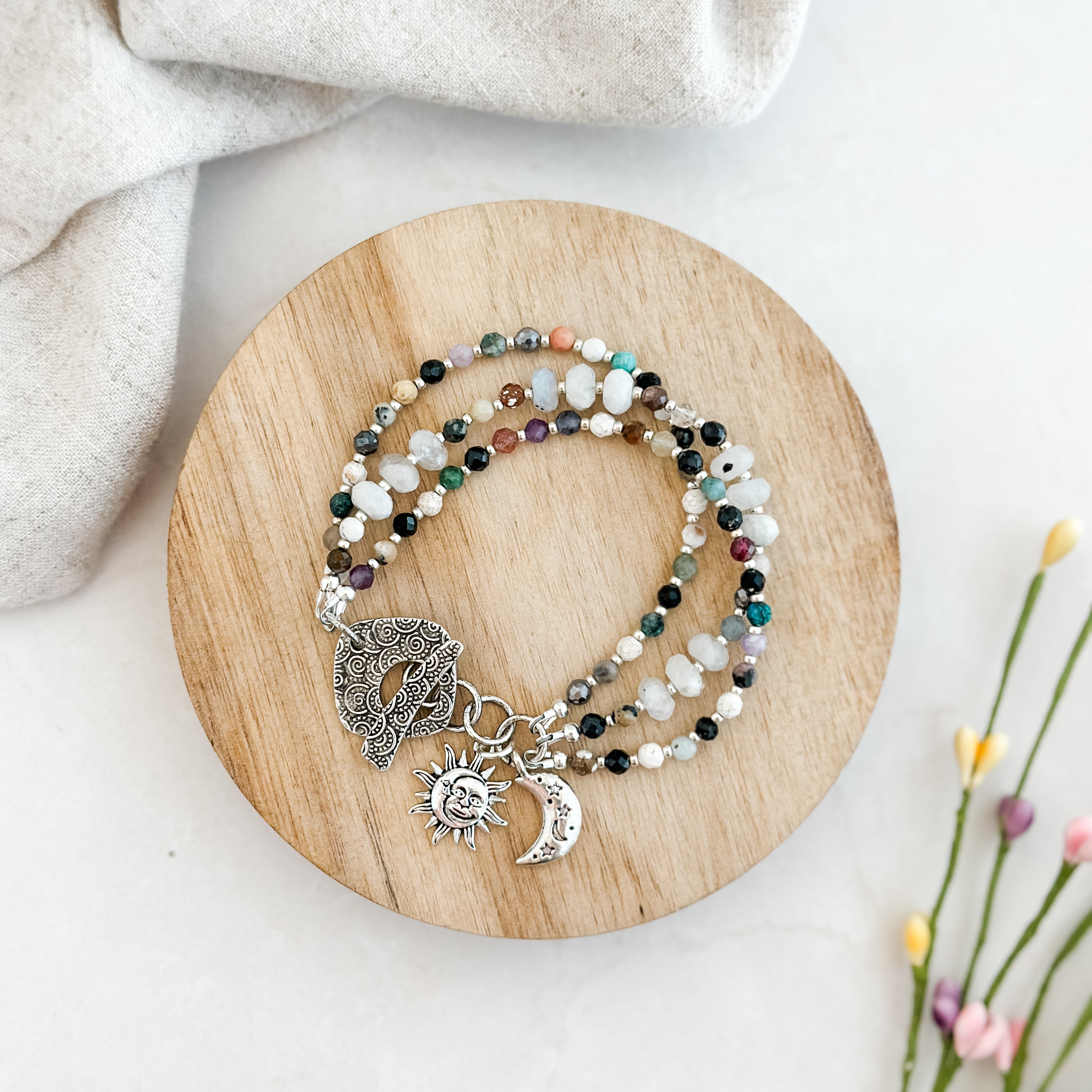Sun Moonstone Multi Gemstone Bracelet