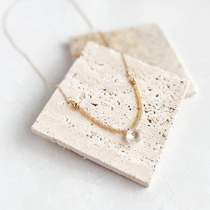 Gold Delicate Crystal Gemstone Necklace