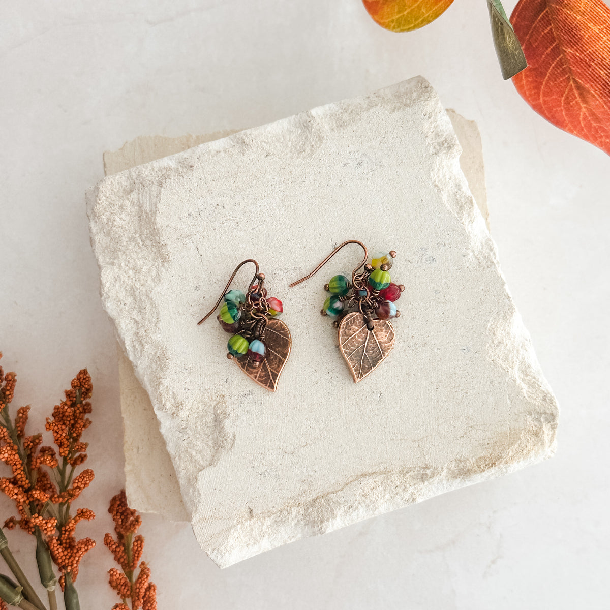 Copper Leaf Earrings