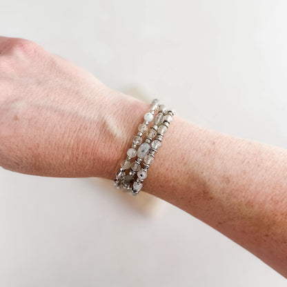 Dendritic Topaz and Silver Simple Bracelet