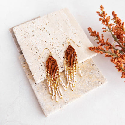 Petite Flirty Fringe Earrings in Bisque Sienna