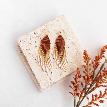 Petite Flirty Fringe Earrings in Bisque Sienna