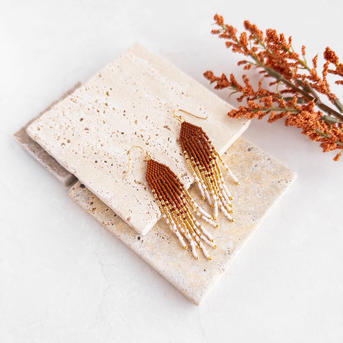 Petite Flirty Fringe Earrings in Bisque Sienna