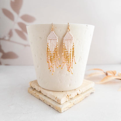 Petite Flirty Fringe Earrings in Bisque White