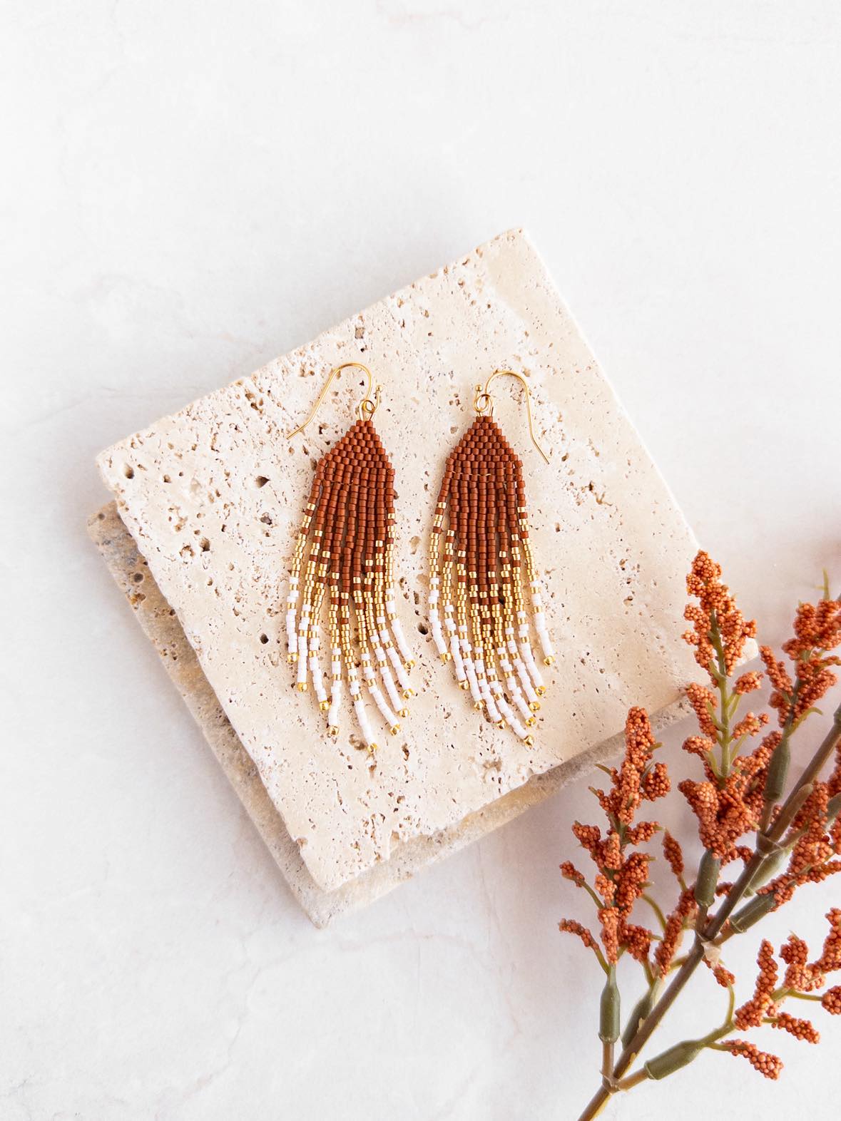 Petite Flirty Fringe Earrings in Bisque Sienna