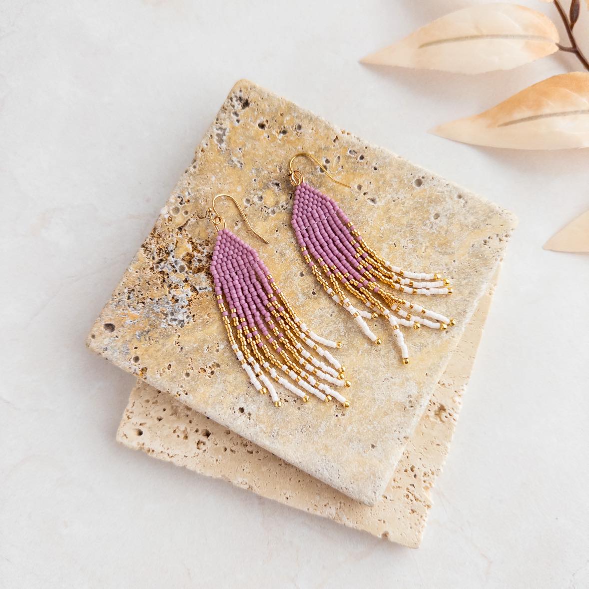 Petite Flirty Fringe Earrings in Lavender