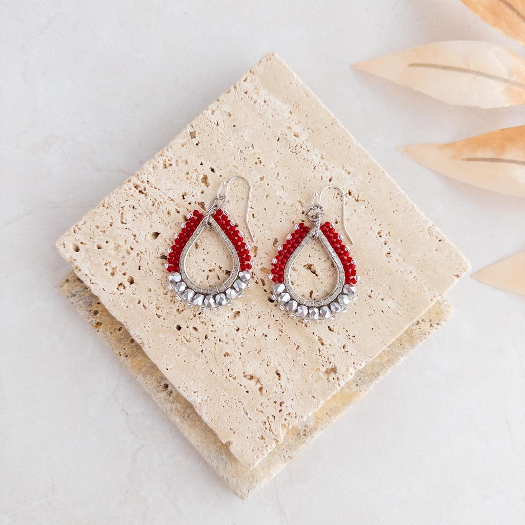 Red and Silver Lavish Earrings