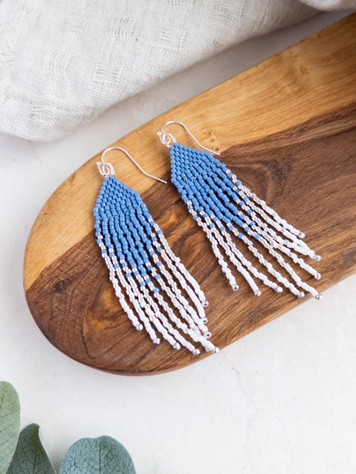 Denim Blue Petite Flirty Fringe Earrings