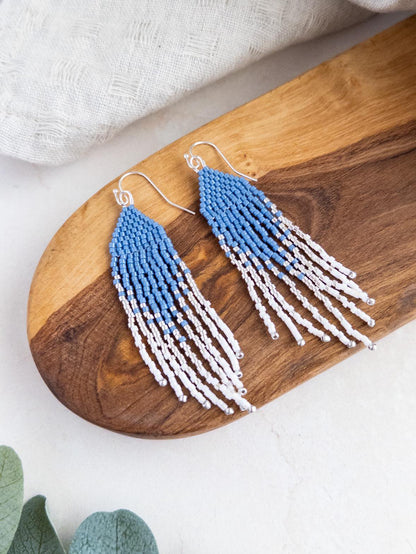 Denim Blue Petite Flirty Fringe Earrings