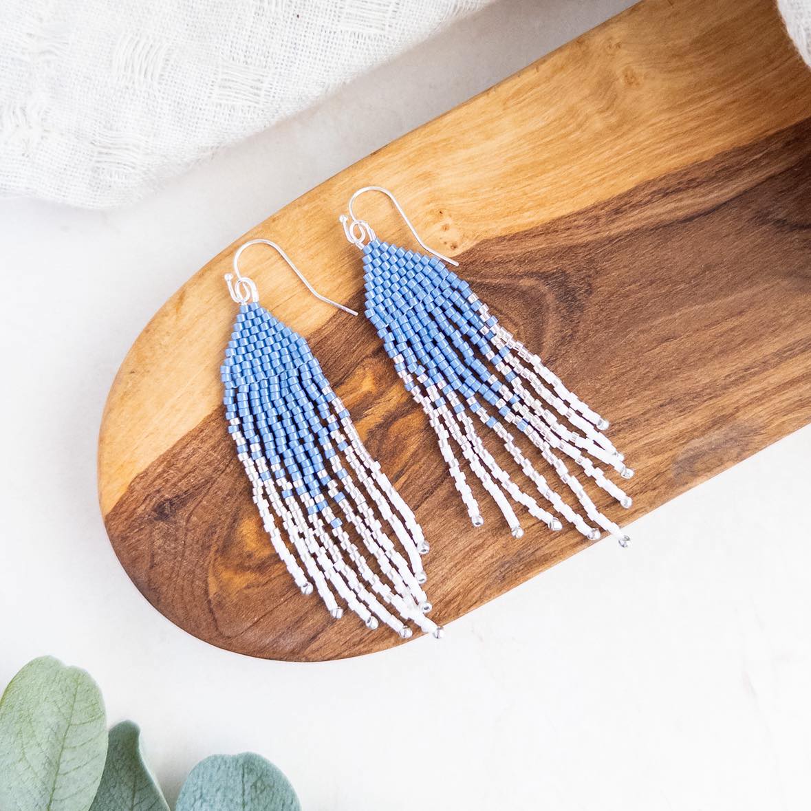 Denim Blue Petite Flirty Fringe Earrings