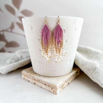 Petite Flirty Fringe Earrings in Lavender