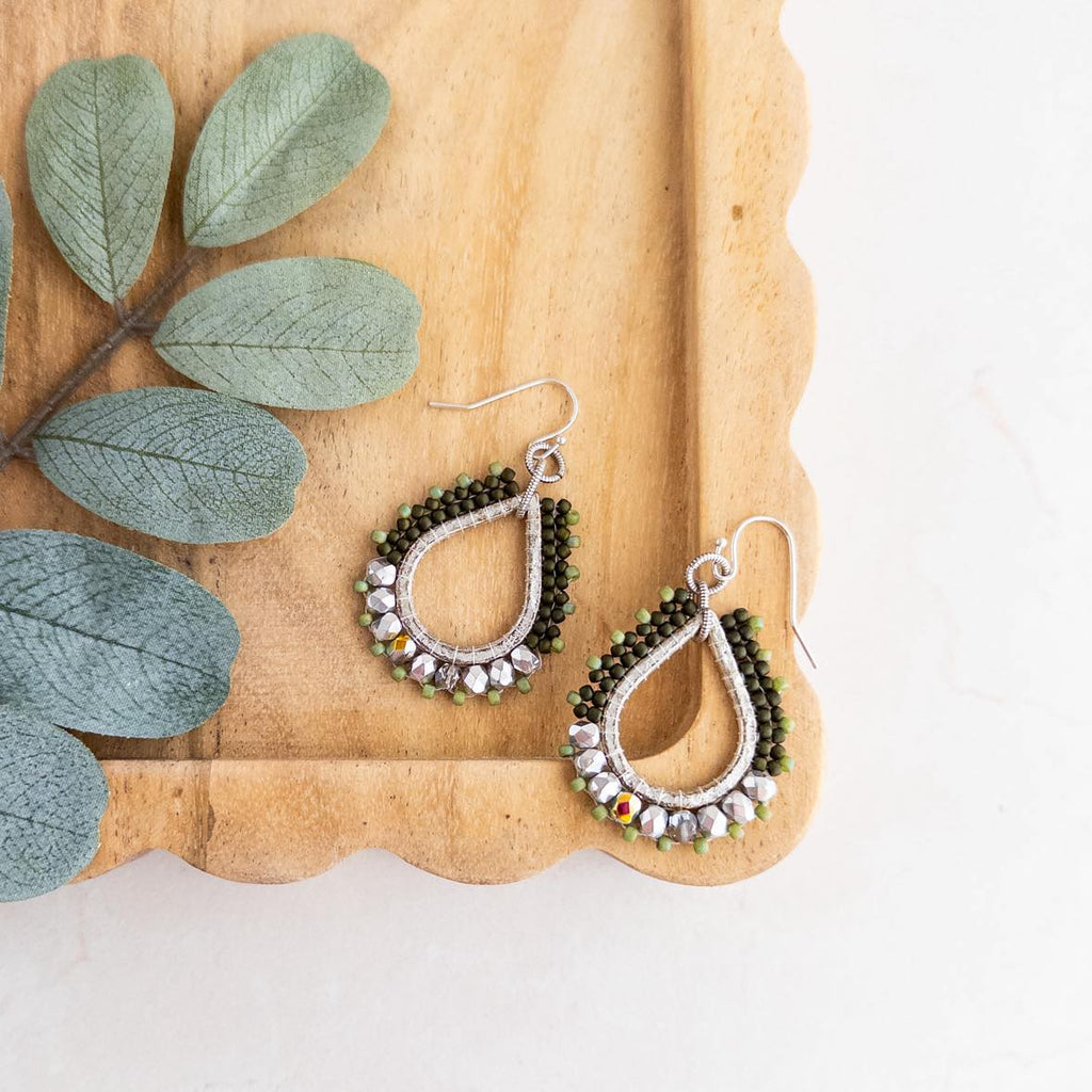 Olive Green Lavish Earrings