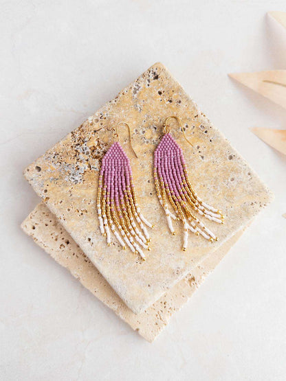 Petite Flirty Fringe Earrings in Lavender