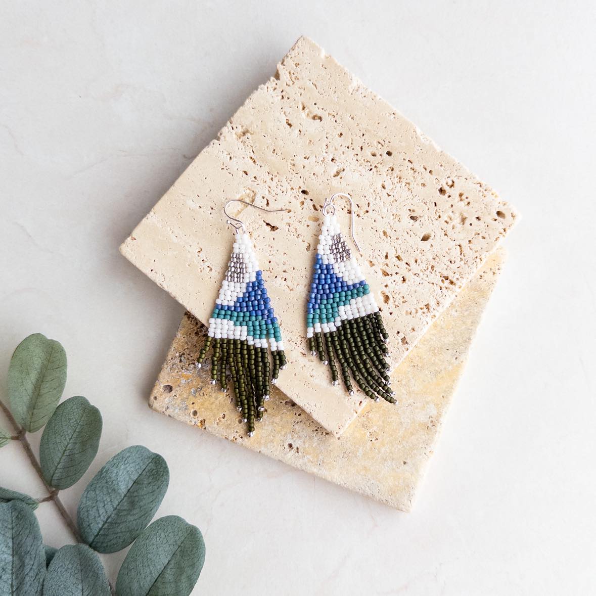 Costal Mountain Beaded Fringe Earrings