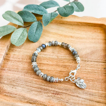 Silver Labradorite Gemstone Bracelet