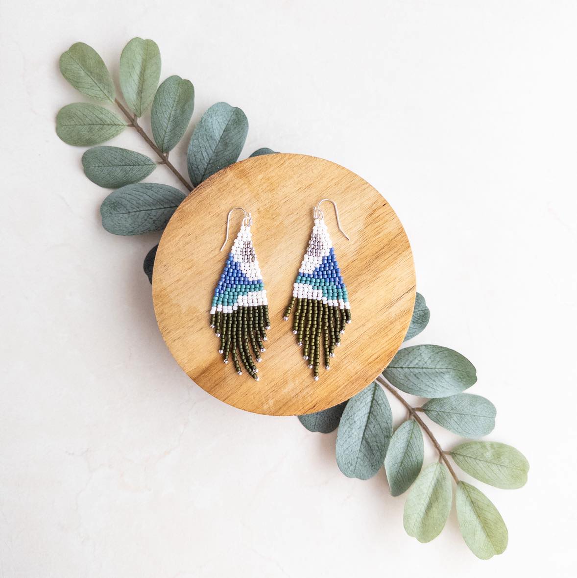 Costal Mountain Beaded Fringe Earrings