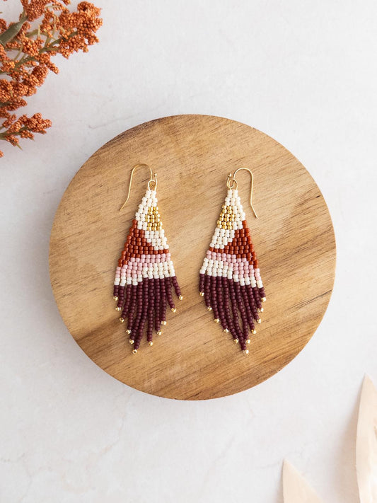 Desert Mountain Beaded Fringe Earrings