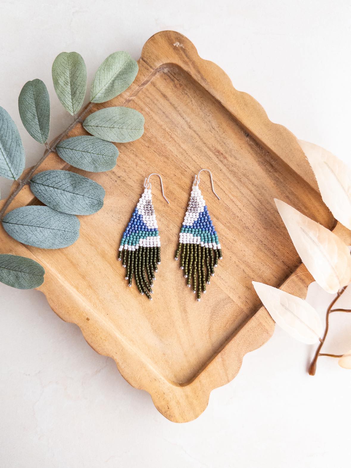 Costal Mountain Beaded Fringe Earrings