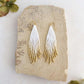 White Cream and Gold Beaded Fringe Earrings