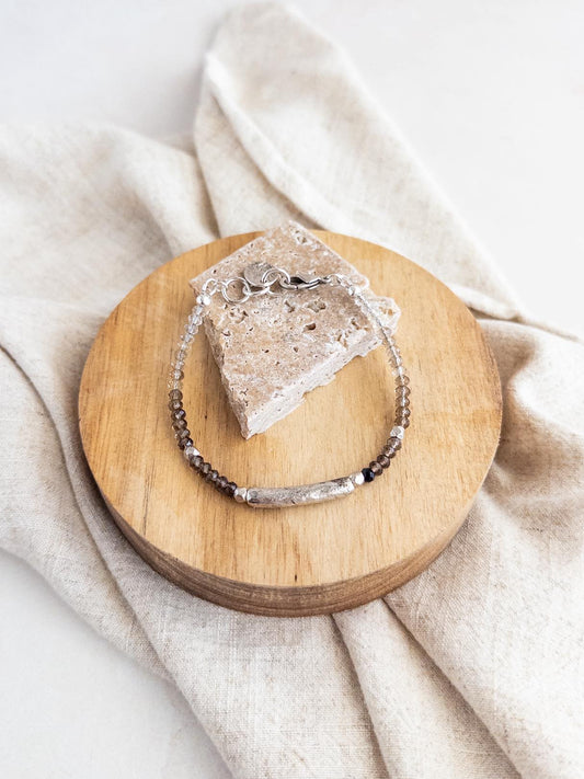 Silver Smokey Quartz Gemstone Bracelet