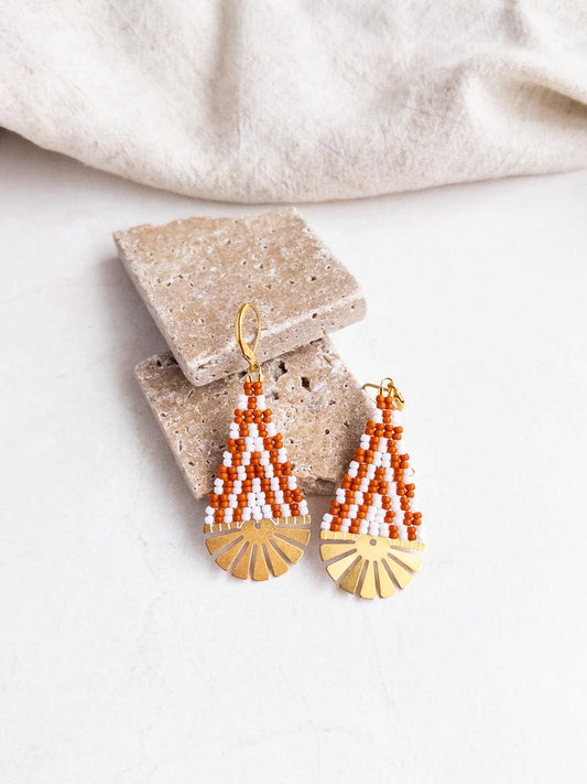 Terra Cotta Ikat Dangle Earrings