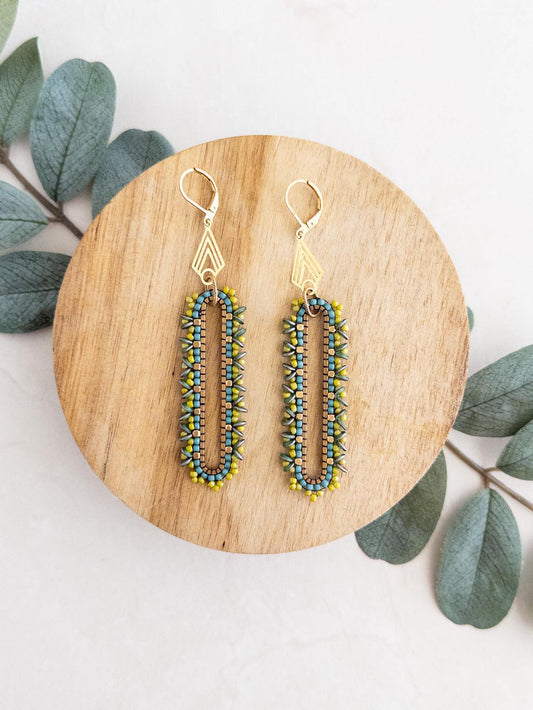 Green and Teal Succulent Dangle Earrings