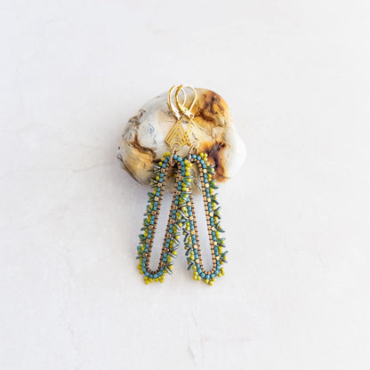 Green and Teal Succulent Dangle Earrings