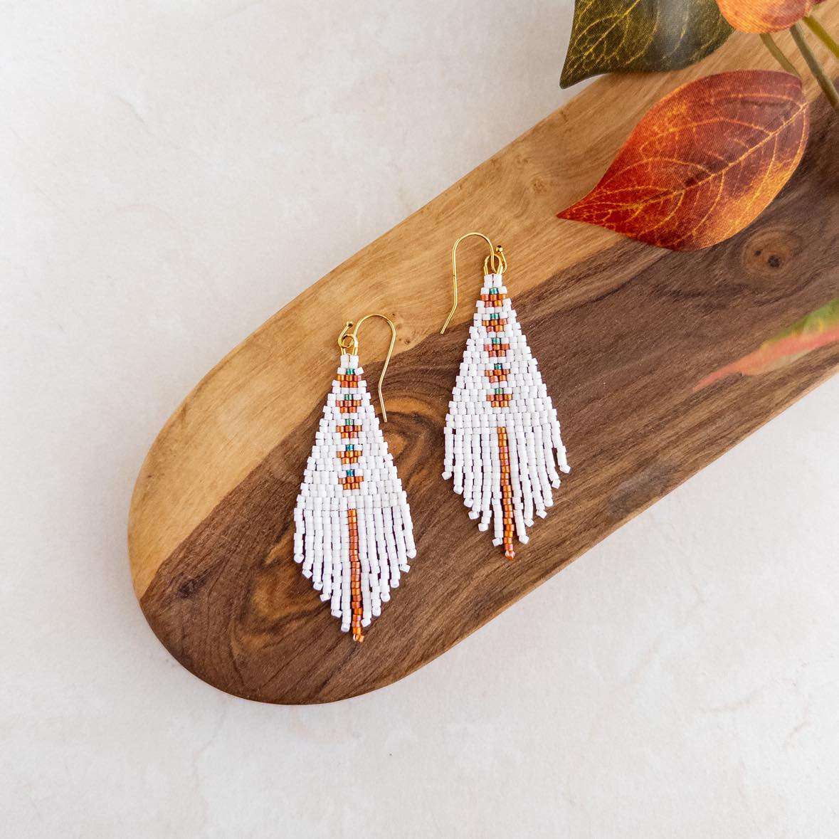 Petite Pumpkin Fringe Beaded Earrings!