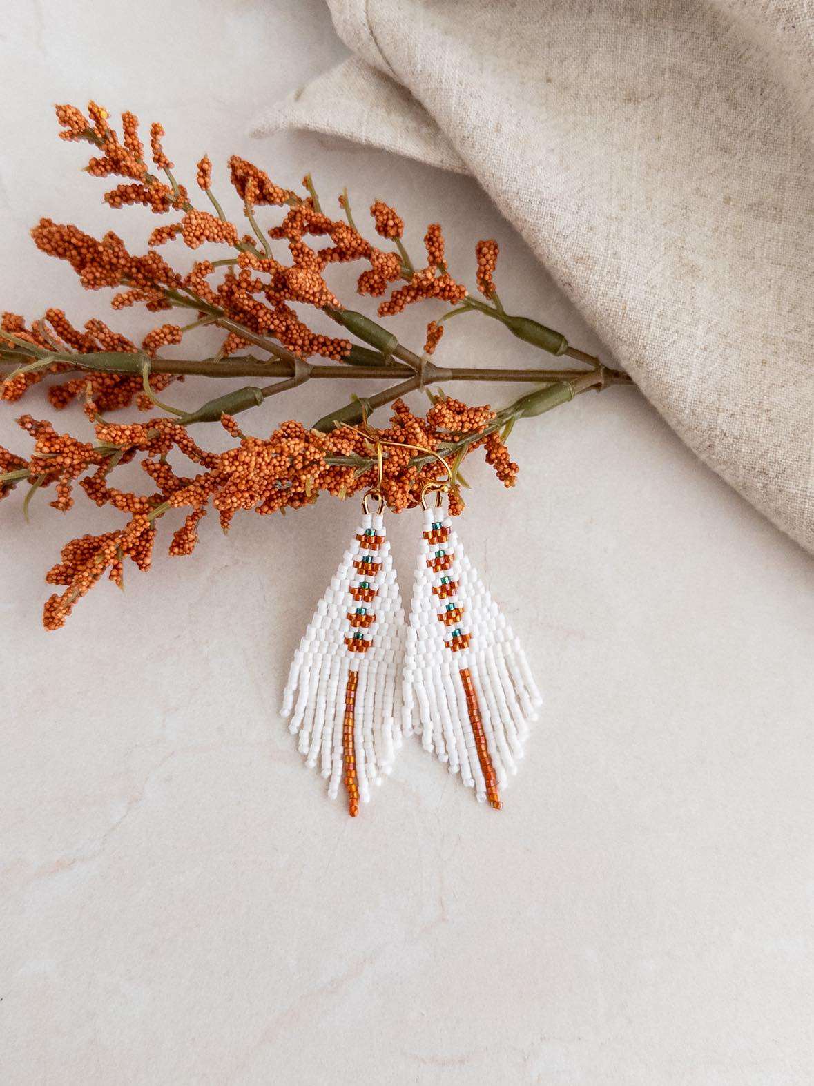 Petite Pumpkin Fringe Beaded Earrings!