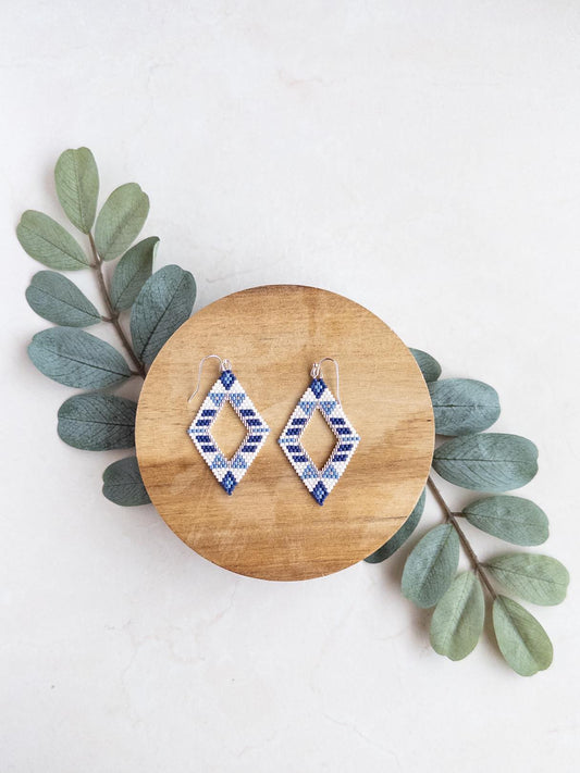 Tucson Blue and White Triangle Earrings