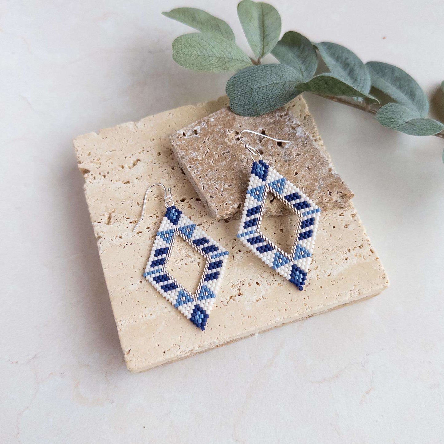 Tucson Blue and White Triangle Earrings