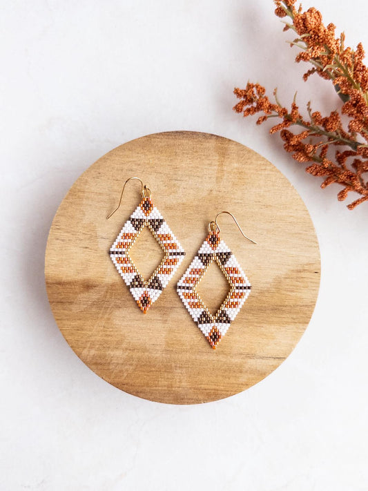 Tucson Orange and Brown Triangle Earrings.