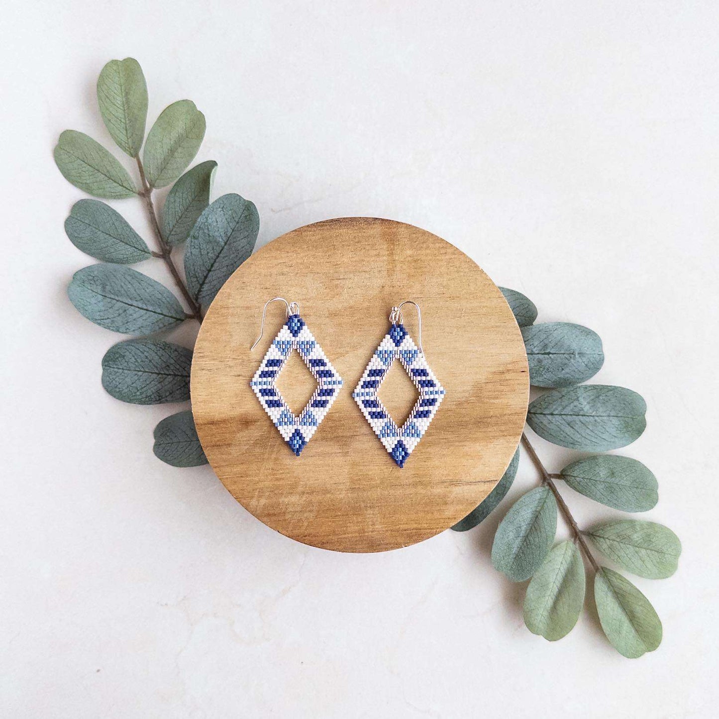 Tucson Blue and White Triangle Earrings