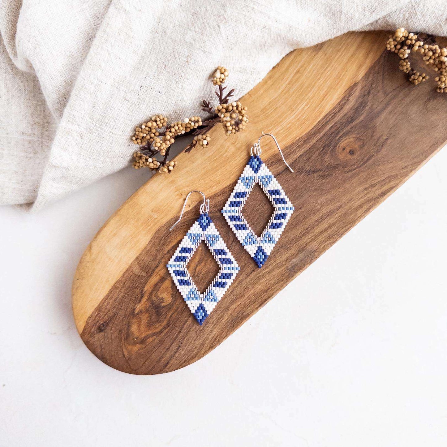 Tucson Blue and White Triangle Earrings