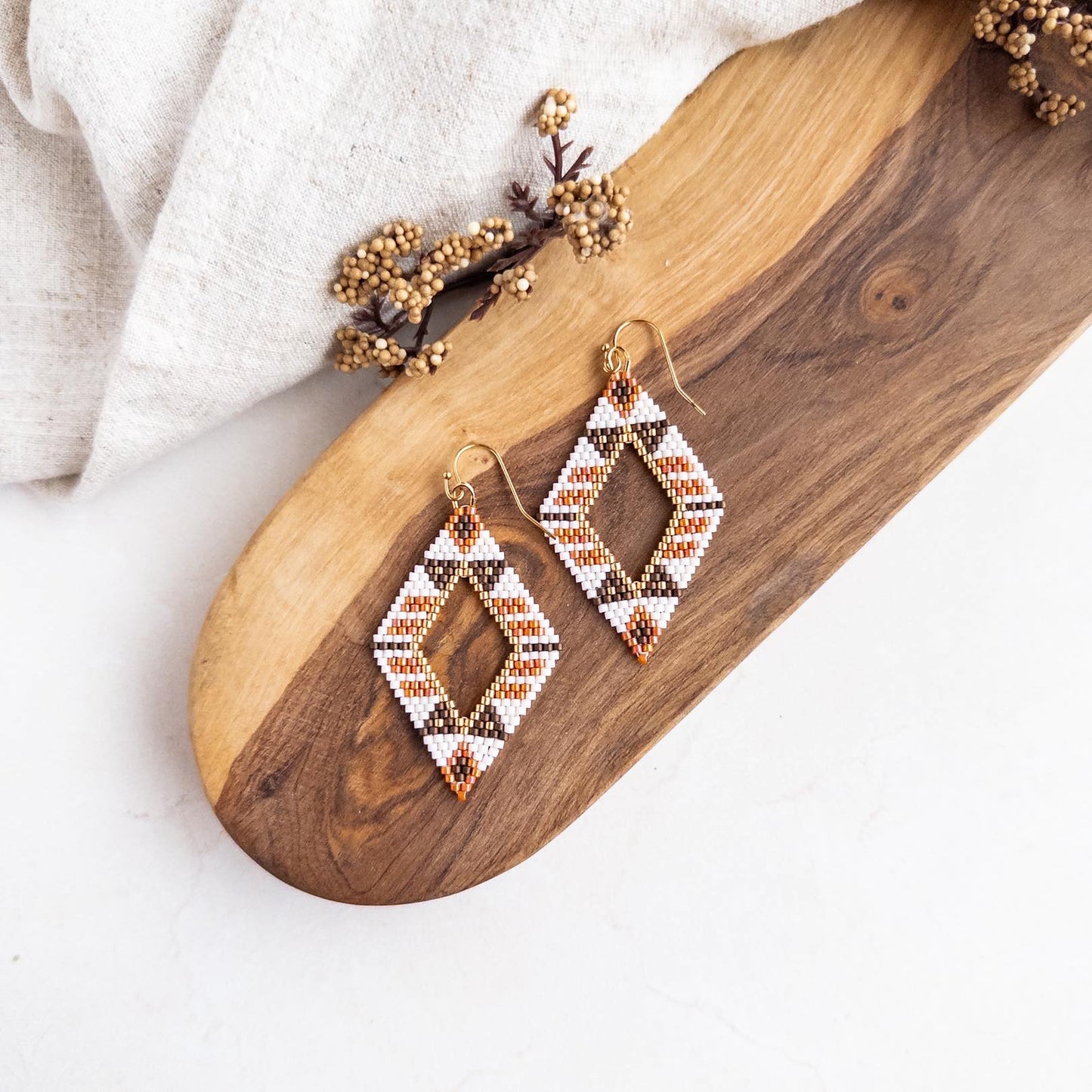 Tucson Orange and Brown Triangle Earrings.