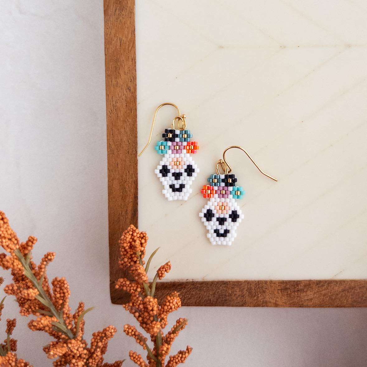 Mini Beaded Sugar Skull Earrings