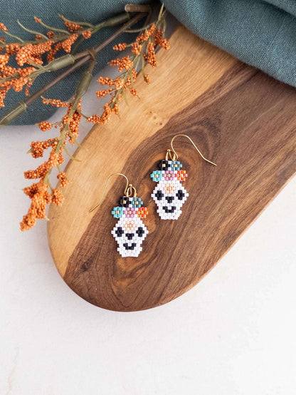 Mini Beaded Sugar Skull Earrings