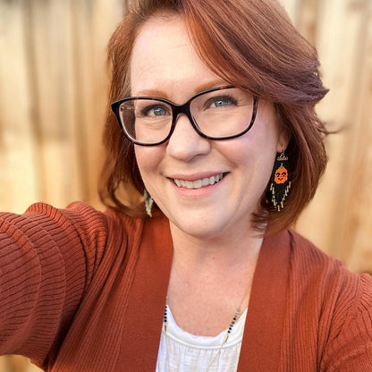 Spooky Pumpkin Beaded Fringe Earrings