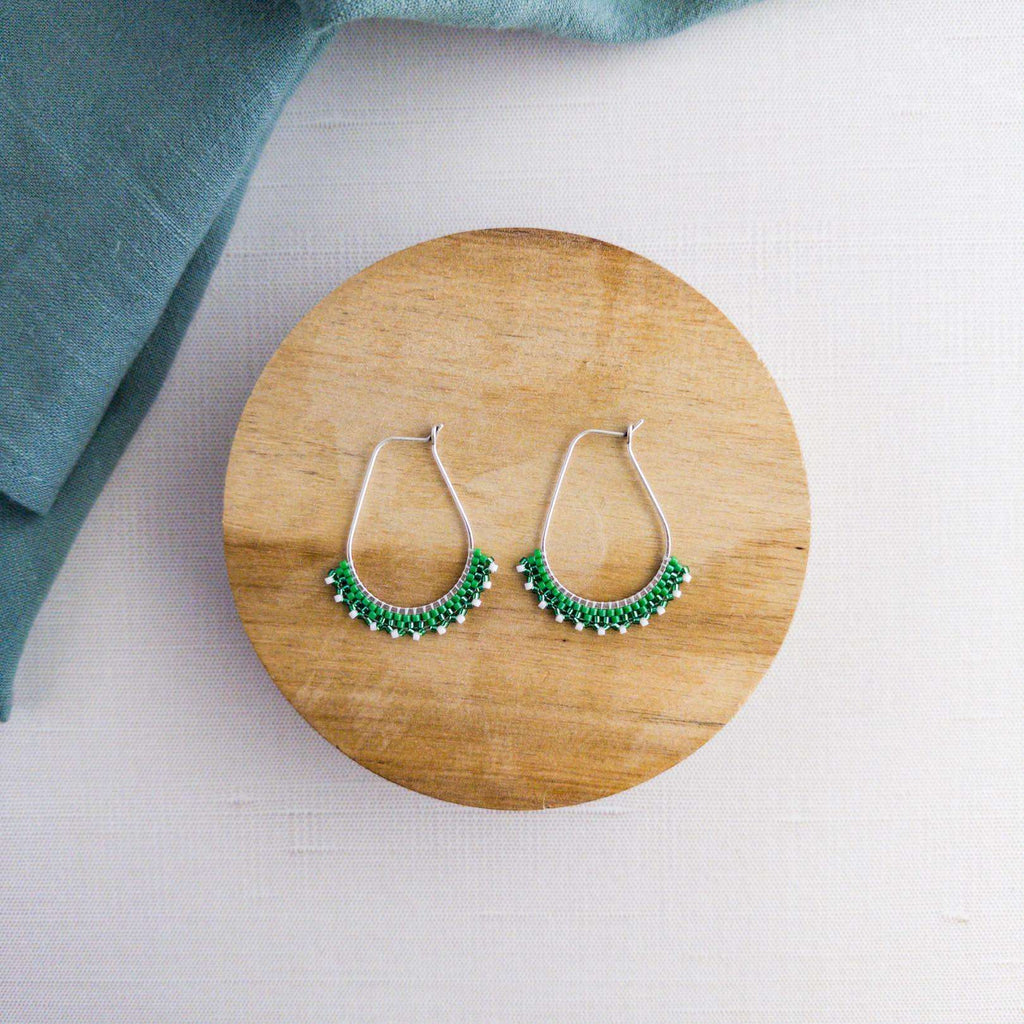Silver and Green Lace Earrings