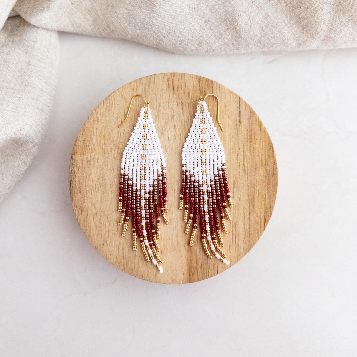 Redbird Beaded Fringe Earrings