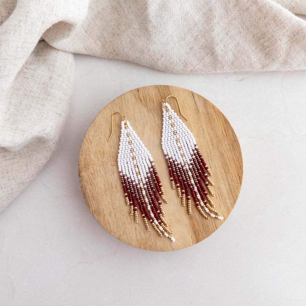 Redbird Beaded Fringe Earrings