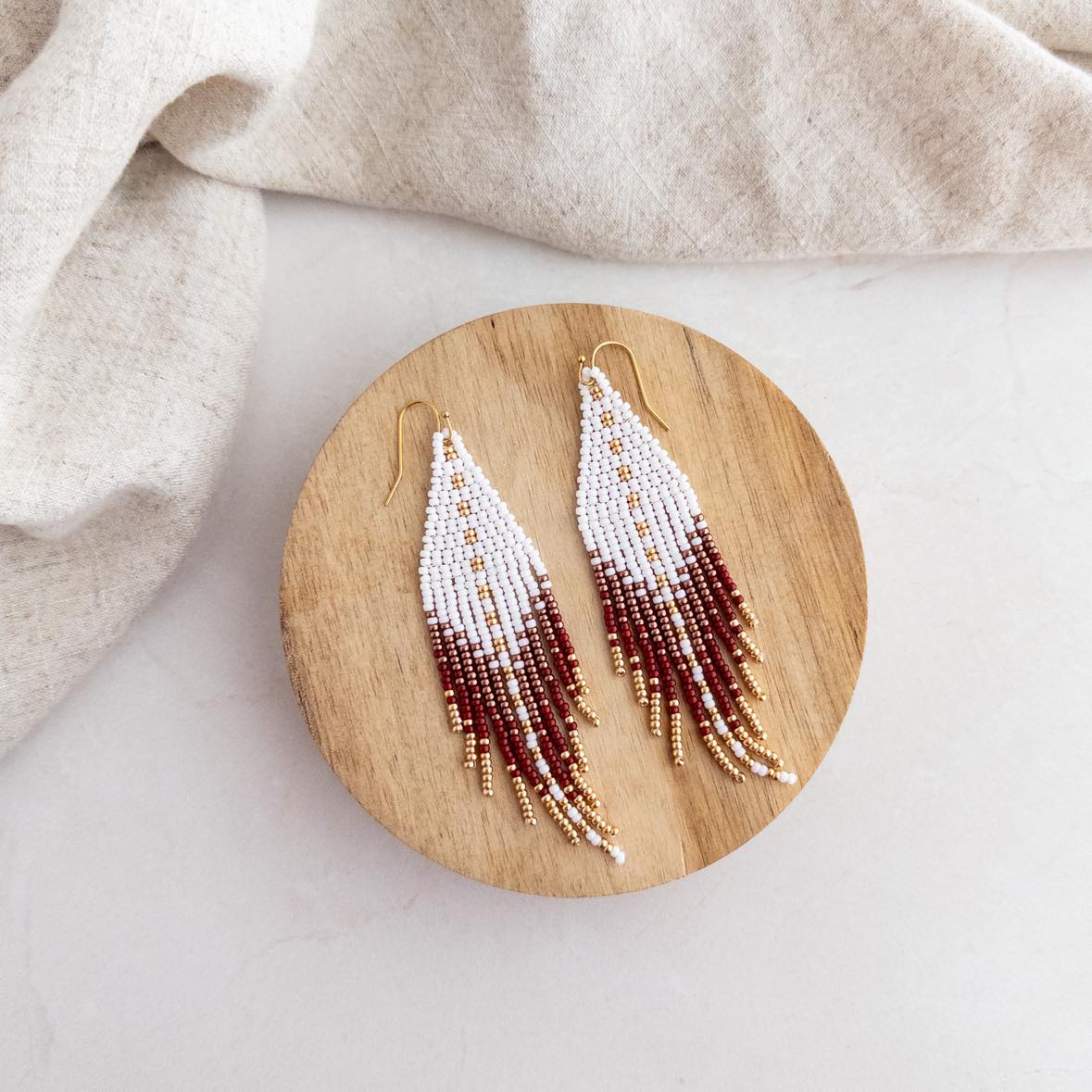 Redbird Beaded Fringe Earrings