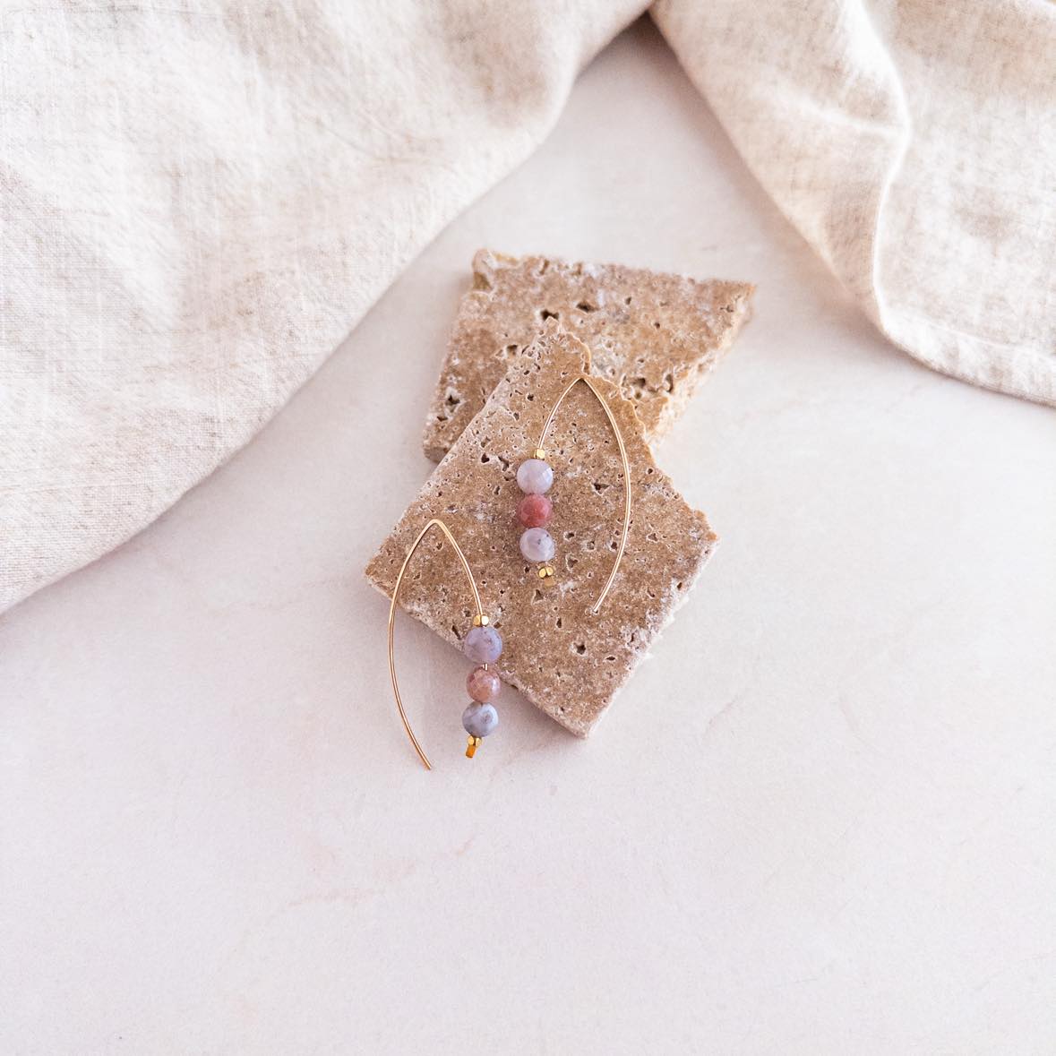 Lavender Fancy Jasper Modern Hook Earrings